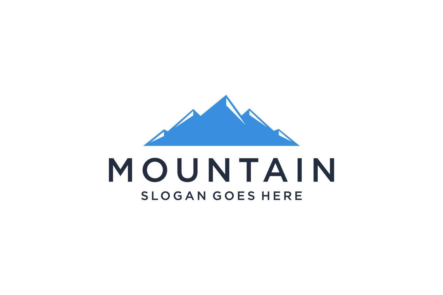 logo de montagne abstrait. style linéaire de forme blanche isolé sur la couleur bleue. élément de modèle de conception de logo vectoriel plat.