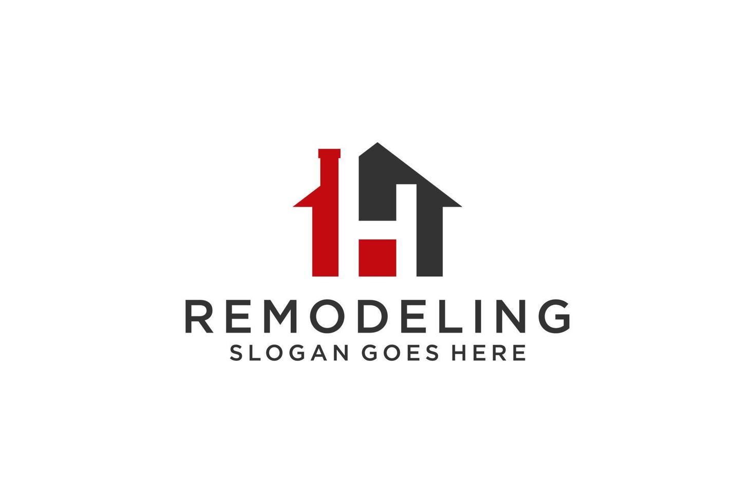 lettre h pour le logo de remodelage immobilier. construction architecture bâtiment élément de modèle de conception de logo. vecteur