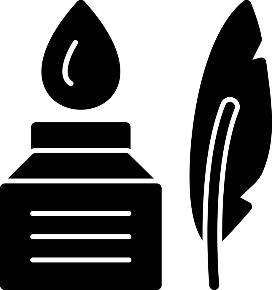 icône de glyphe plume et encre vecteur