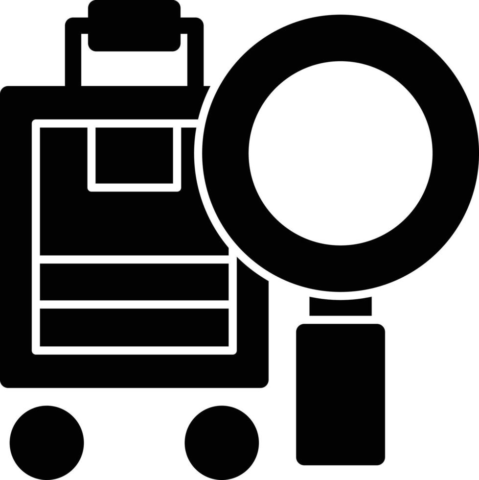 icône de glyphe de recherche de bagages vecteur