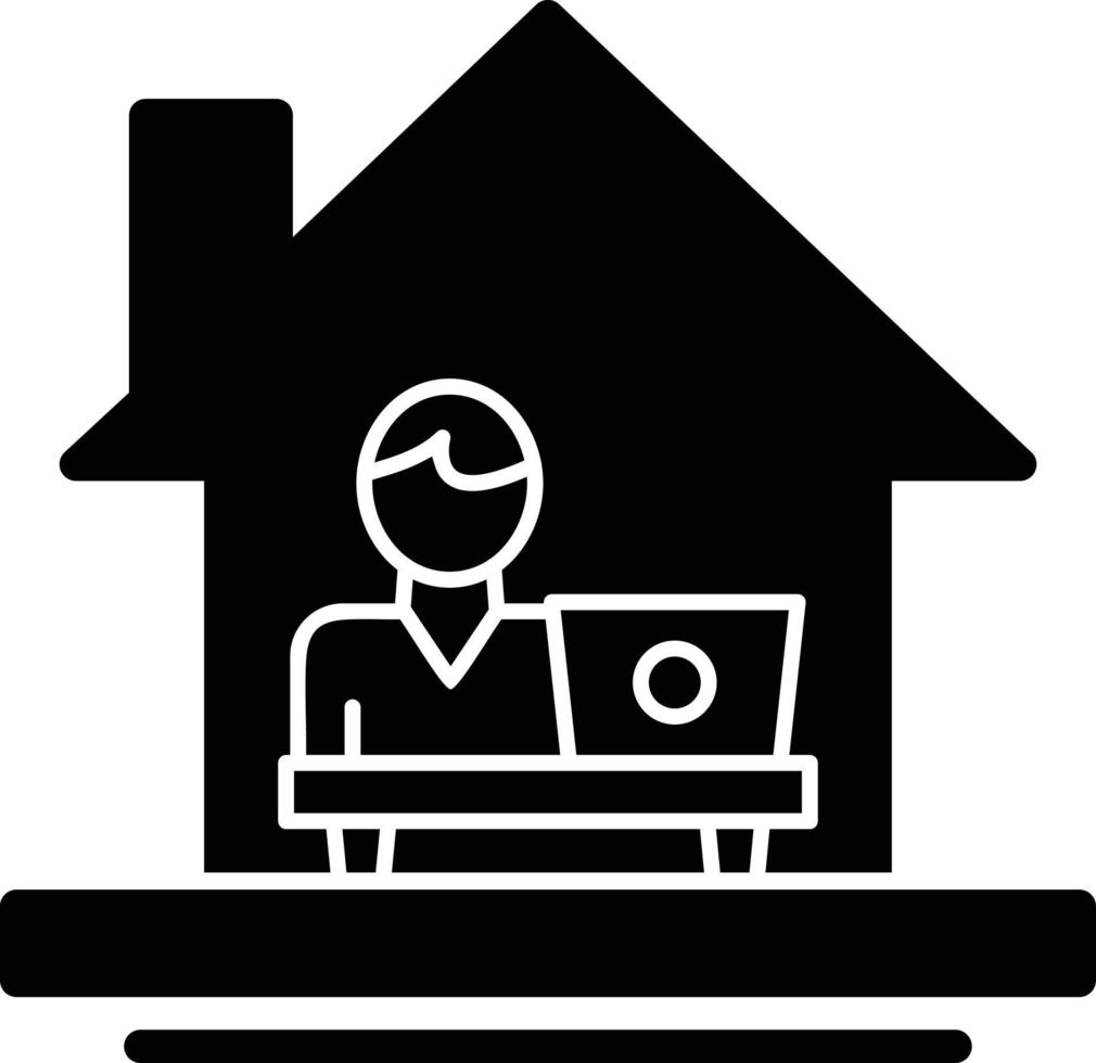 icône de glyphe de travail à domicile vecteur