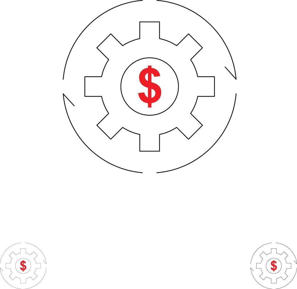 les revenus du capital font gagner de l'argent audacieux et mince jeu d'icônes de ligne noire vecteur