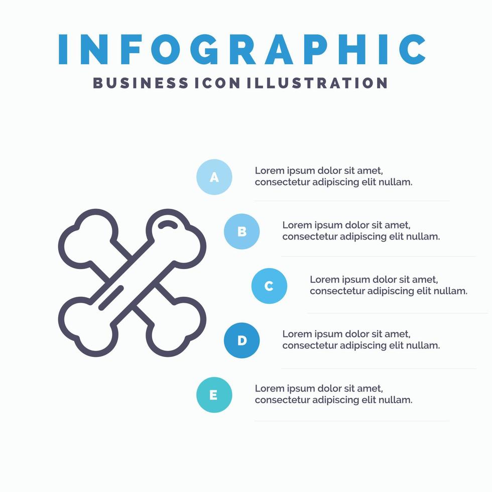 os santé calcium os sains rhumatisme ligne icône avec 5 étapes présentation infographie fond vecteur