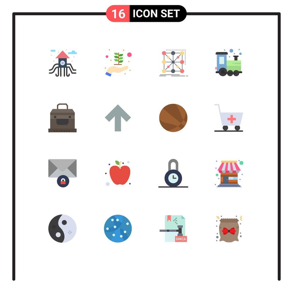 ensemble de pictogrammes de 16 couleurs plates simples de l'application de bandit de poitrine jouet de jeu modifiable pack d'éléments de conception de vecteur créatif