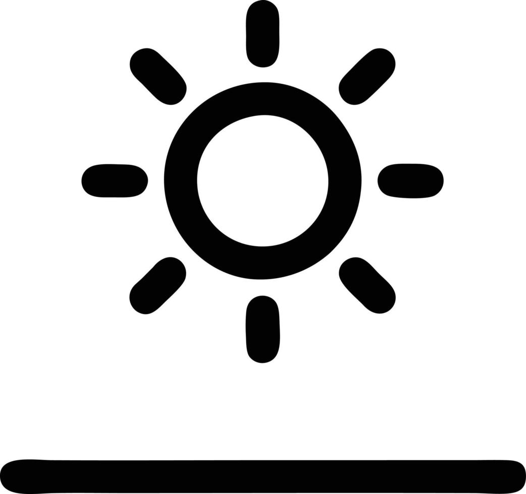 icône du soleil sur fond blanc, illustration du symbole de l'icône du soleil en noir sur fond blanc vecteur