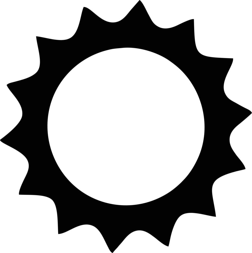 icône du soleil sur fond blanc, illustration du symbole de l'icône du soleil en noir sur fond blanc vecteur