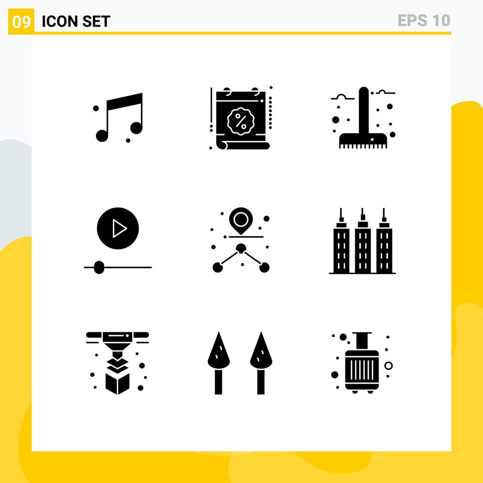 interface utilisateur pack de 9 glyphes solides de base du lecteur de destination automne gadgets saison éléments de conception vectoriels modifiables vecteur