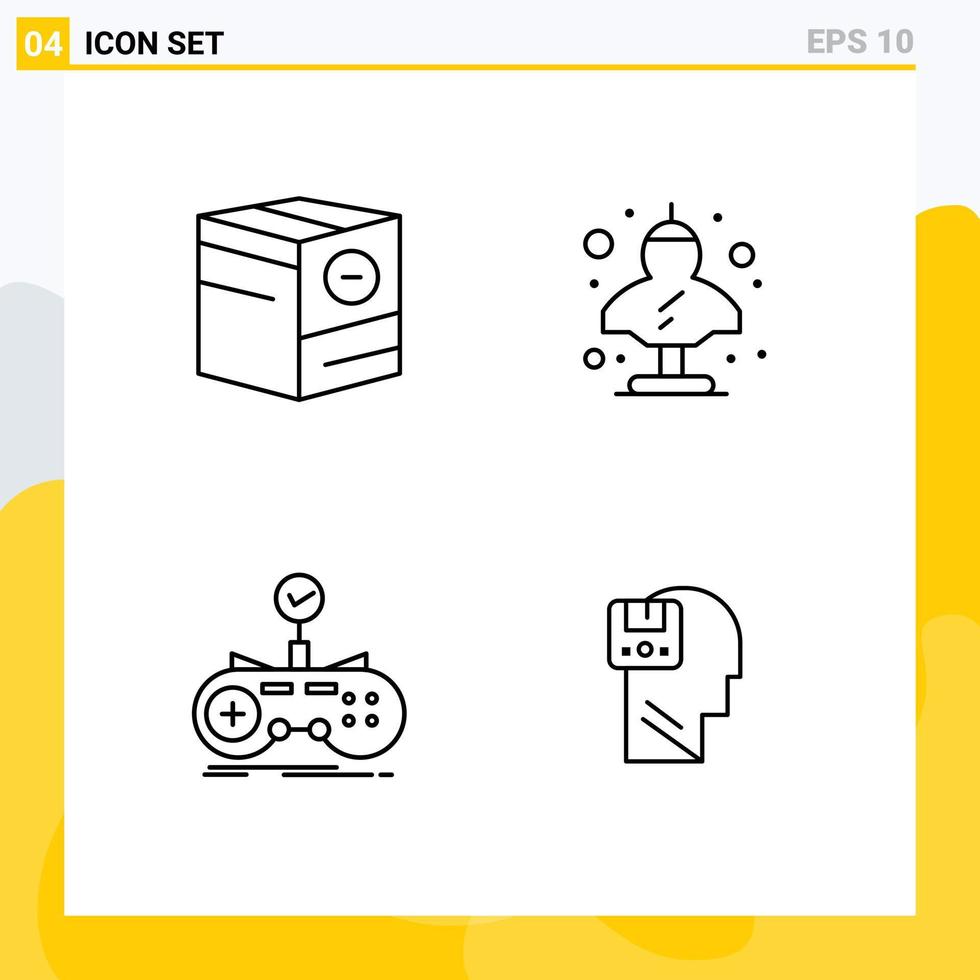 Pack de 4 lignes d'interface utilisateur de signes et symboles modernes de la boîte grecque moins les éléments de conception vectoriels modifiables du contrôleur d'artefact vecteur