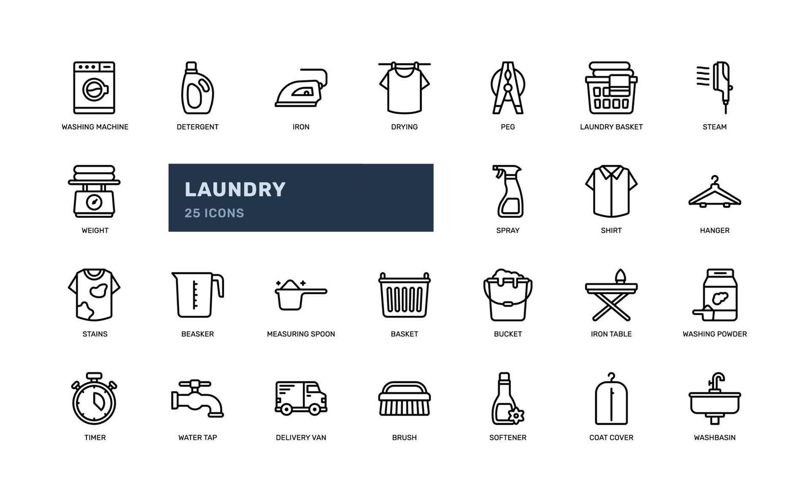 icône de contour détaillé des travaux ménagers de lessive et de lavage des vêtements de nettoyage. illustration vectorielle simple vecteur