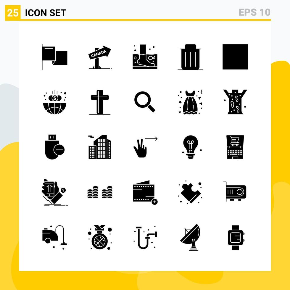collection de 25 icônes solides universelles jeu d'icônes pour le web et mobile icône noire créative fond vectoriel