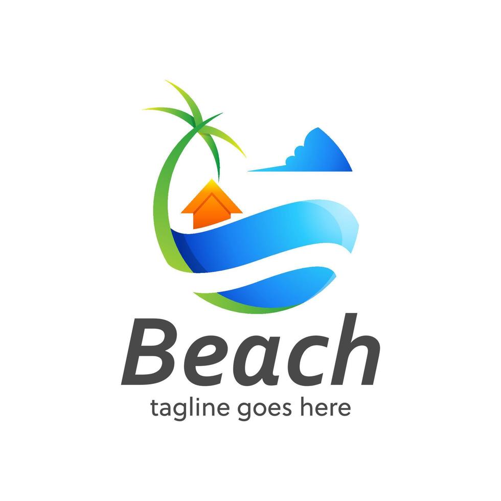 modèle de conception de logo de plage vecteur