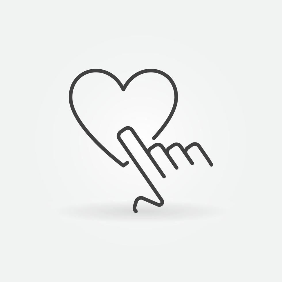 toucher du doigt sur l'icône de concept de contour de vecteur de coeur