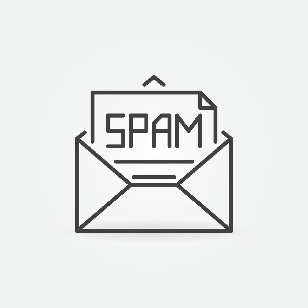 enveloppe avec icône de contour de vecteur de spam ou élément de conception