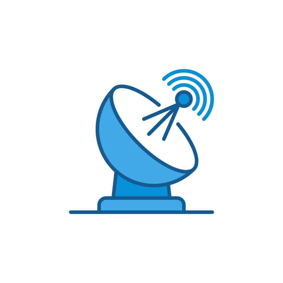 icône colorée de concept de vecteur d'antenne satellite parabolique