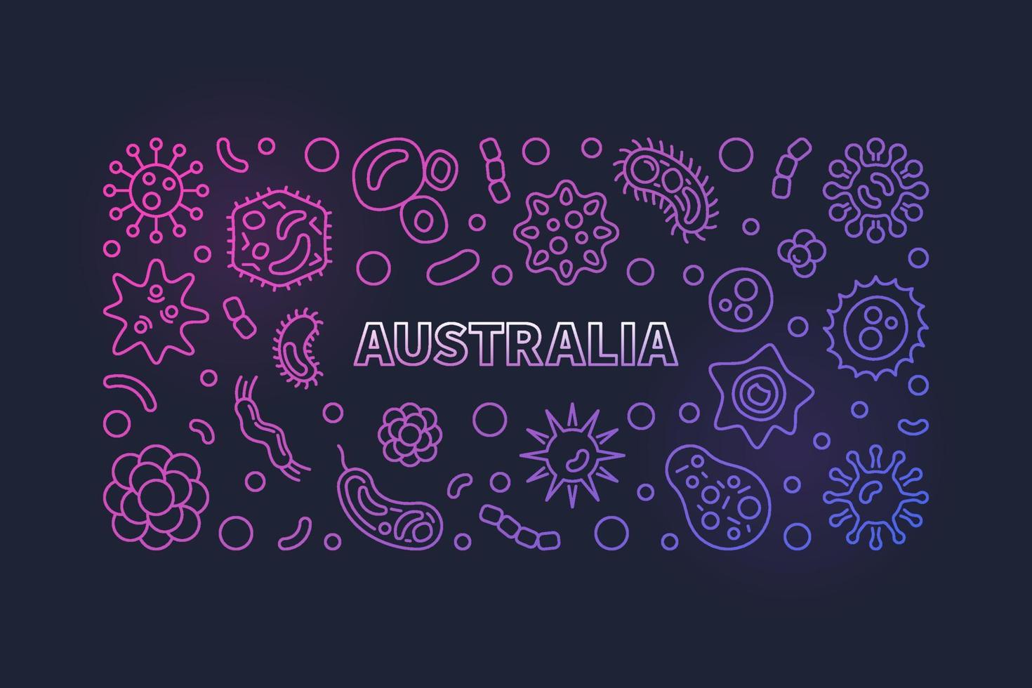 vecteur coronavirus en australie contour coloré bannière horizontale