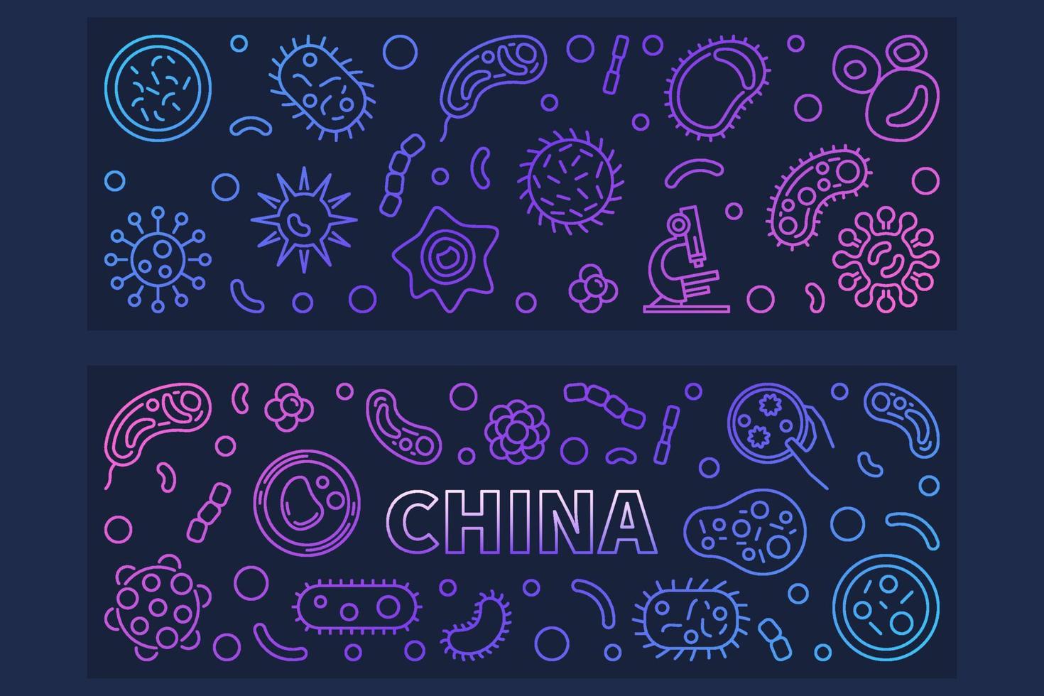 chine virus vecteur concept contour bannières colorées
