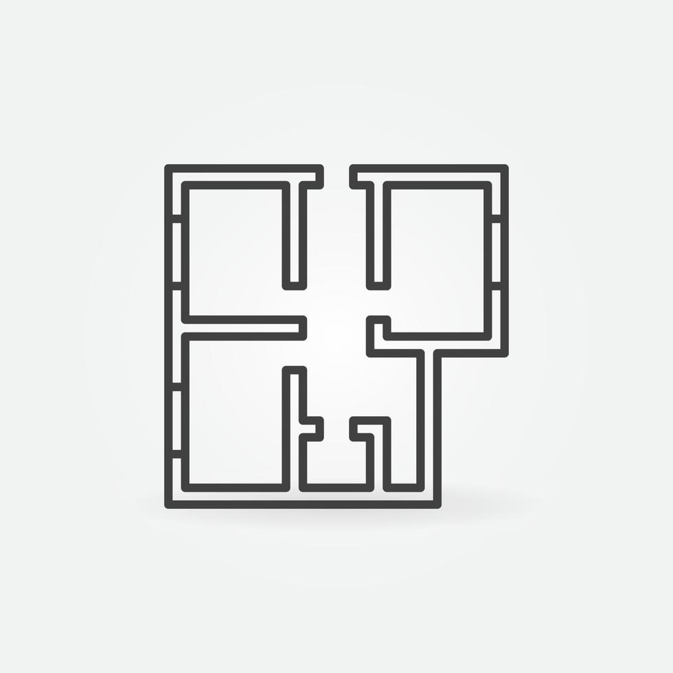 icône de ligne de plan de maison de vecteur. symbole de plan d'architecture vecteur