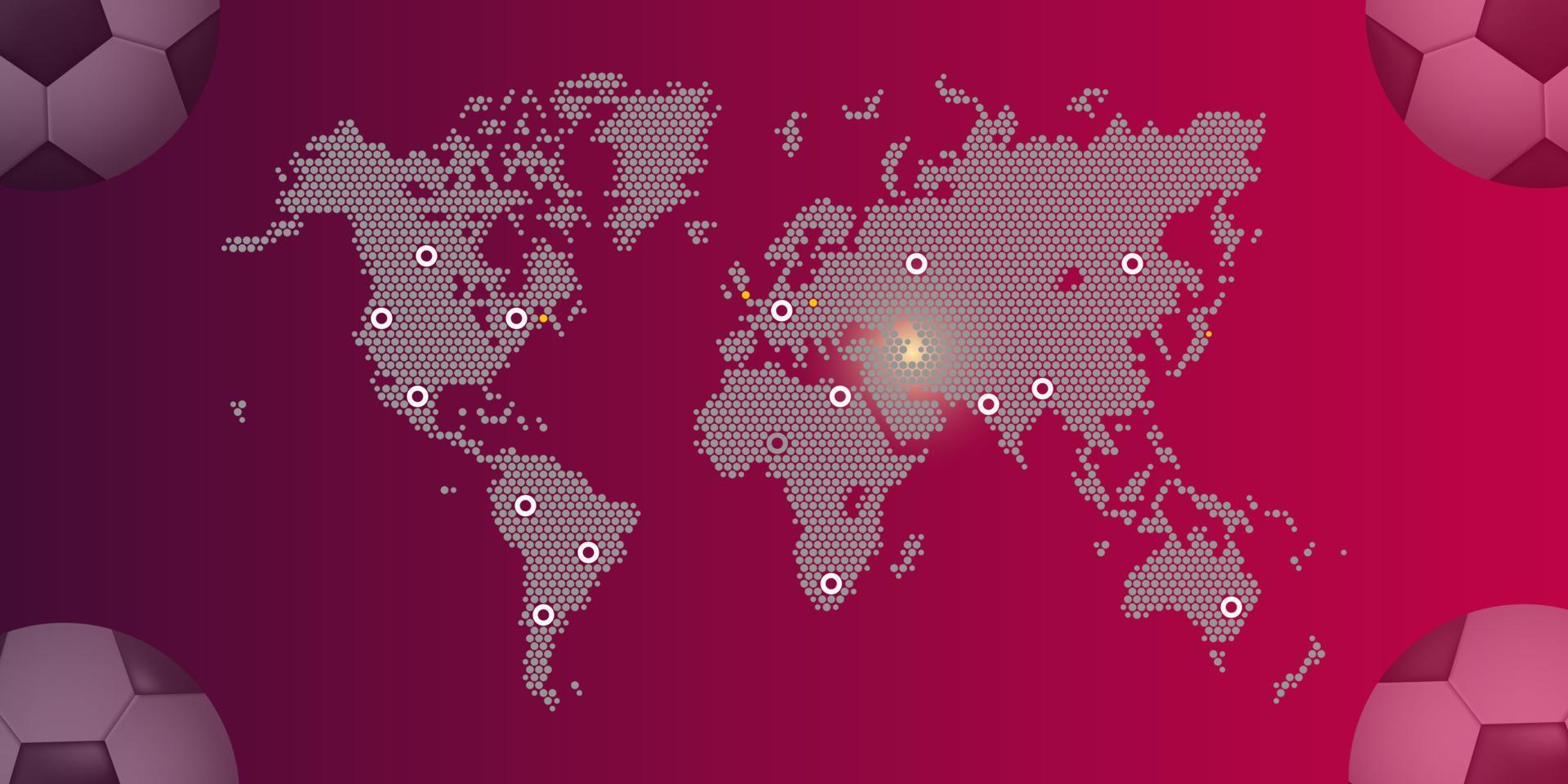 illustration vectorielle de fond de football abstrait qatar 2022 coupe du monde fond élégant ballon de football dégradé conception graphique fond sombre fond de carte du monde de football ou de football vecteur