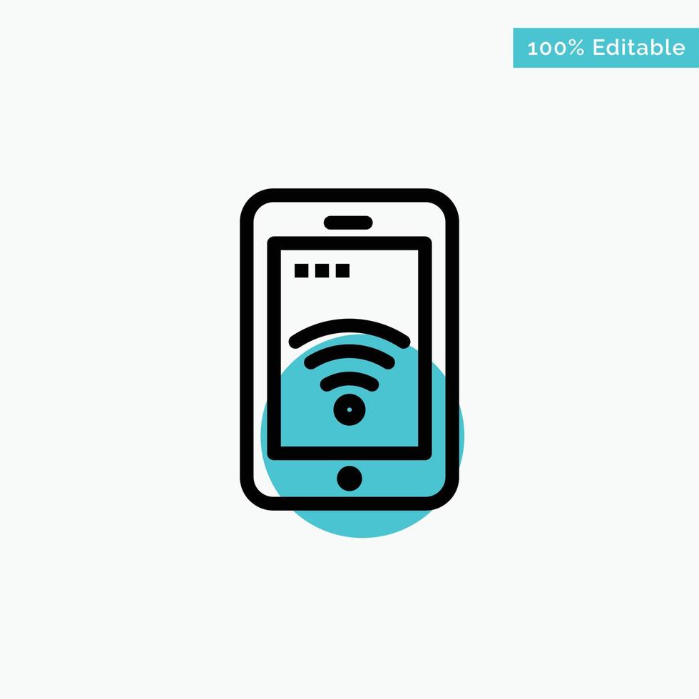 service de signe mobile wifi turquoise mettre en évidence l'icône de vecteur de point de cercle