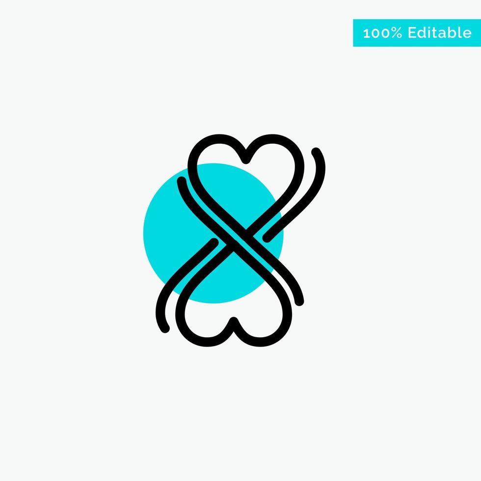 coeur huit typographie turquoise surbrillance cercle point vecteur icône