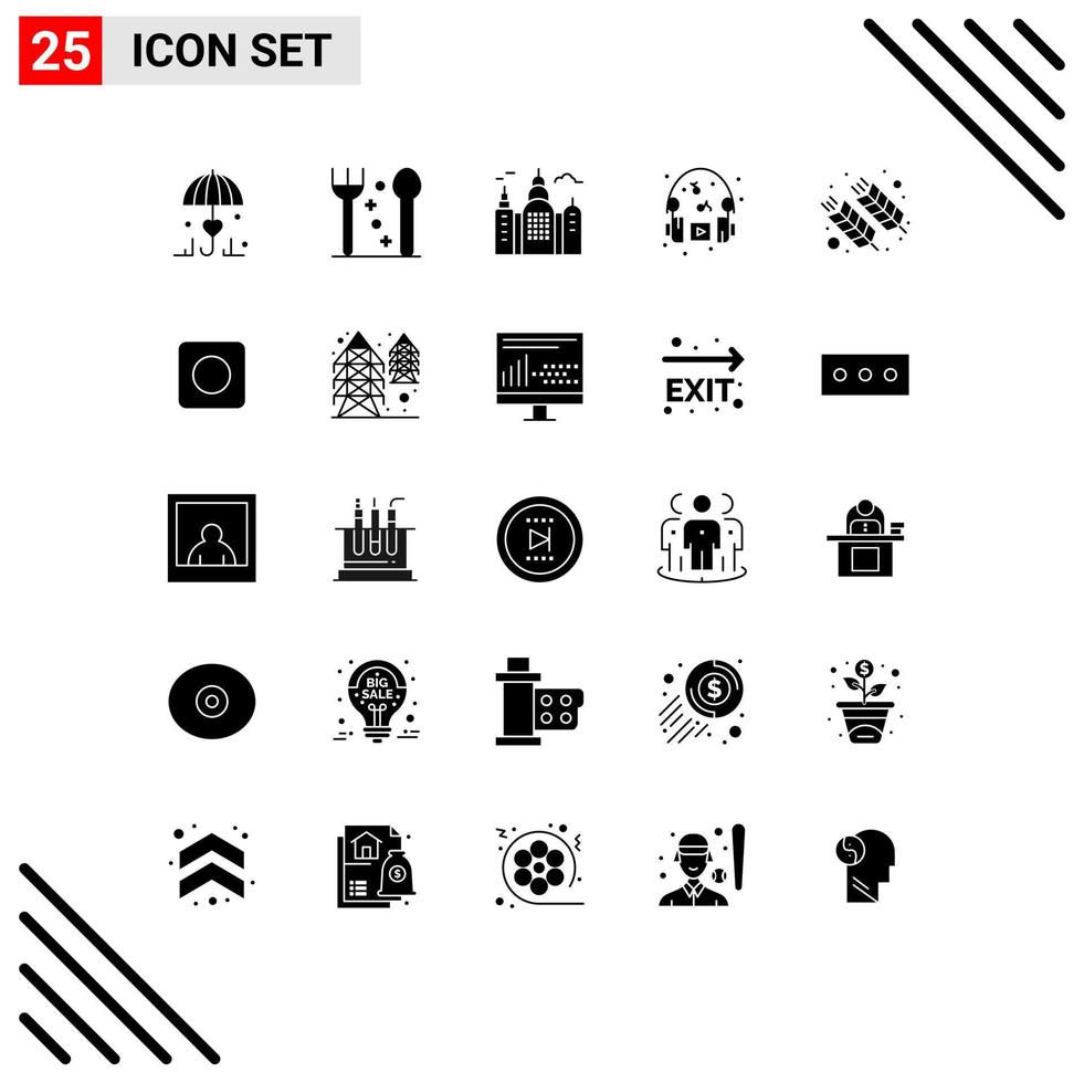ensemble de 25 symboles d'icônes d'interface utilisateur modernes signes pour l'inde ferme nourriture casque éléments de conception vectoriels modifiables vecteur
