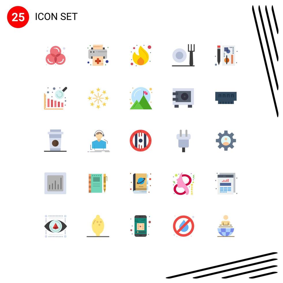 ensemble de 25 symboles d'icônes d'interface utilisateur modernes signes pour graphique restaurant entreprise plaque seo éléments de conception vectoriels modifiables vecteur