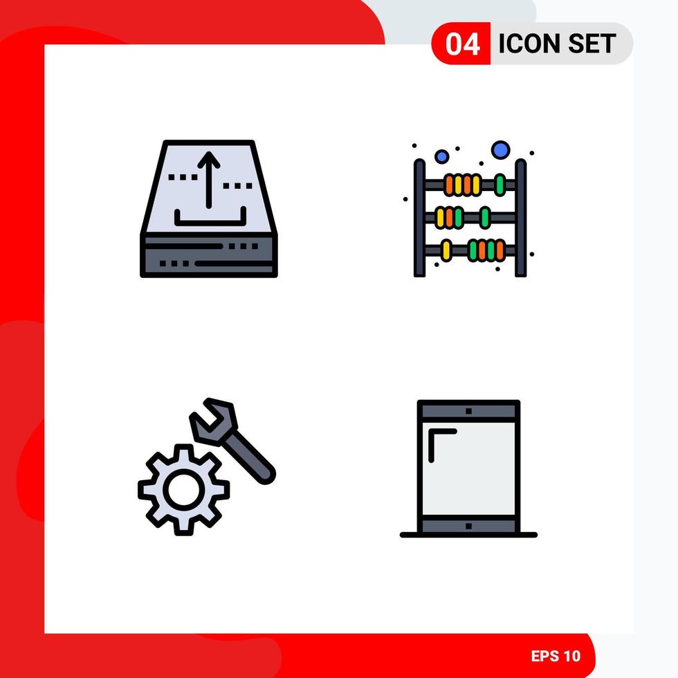 pack de lignes vectorielles modifiables de 4 couleurs plates remplies simples d'éléments de conception vectoriels modifiables de clé de service de bureau de paiement d'archives vecteur