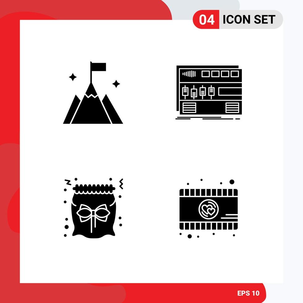 pack d'icônes vectorielles stock de 4 signes et symboles de ligne pour le module d'interface de sac de montagne éléments de conception vectoriels modifiables de noël vecteur
