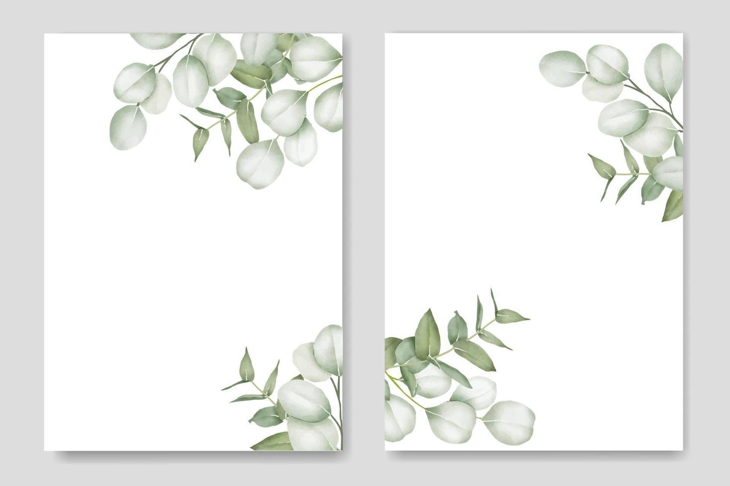 modèle de carte d'invitation de mariage aquarelle eucalyptus vecteur