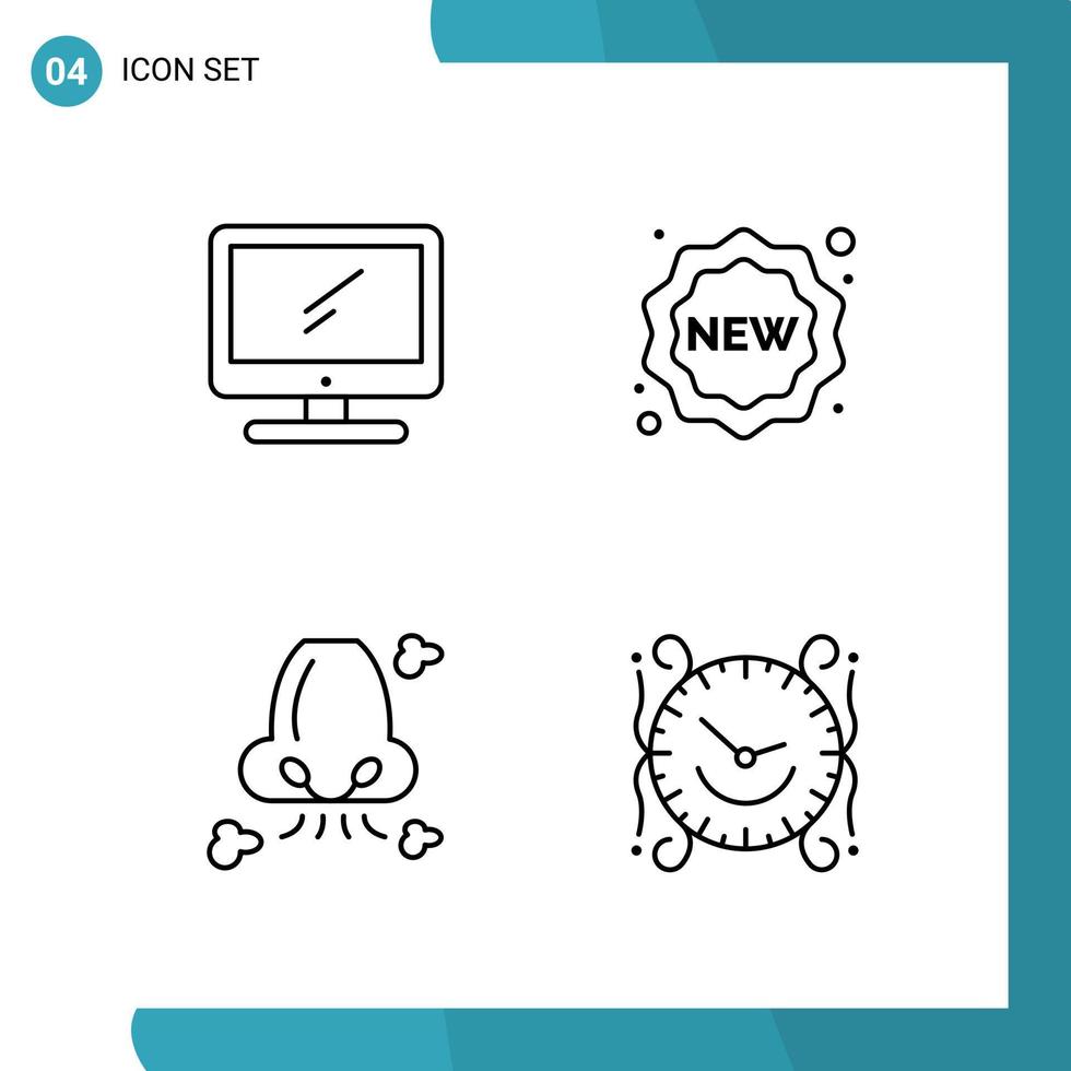 pack vectoriel de 4 icônes de style de ligne de symboles de contour sur fond blanc pour le web et mobile