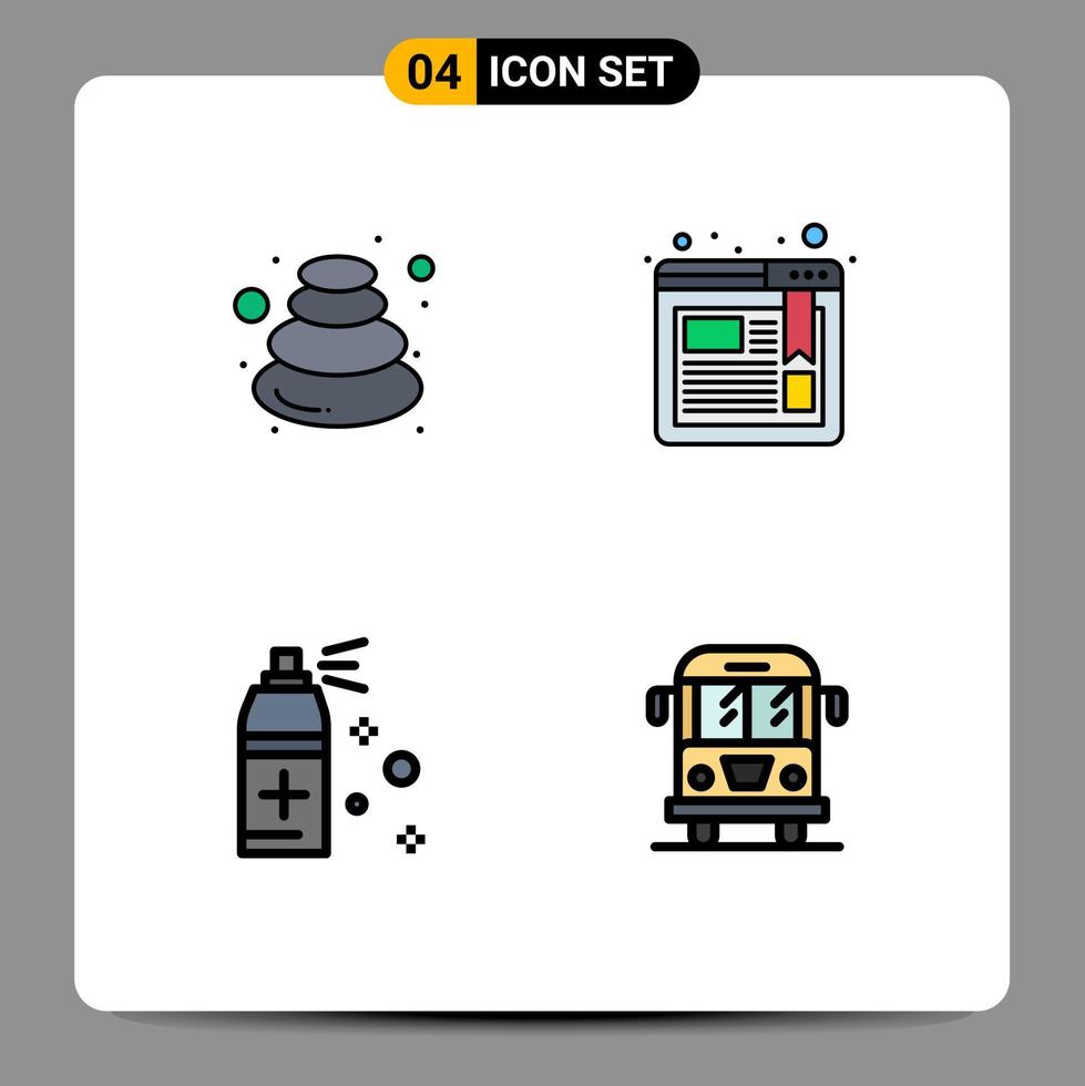 4 interface utilisateur pack de couleurs plates remplies de signes et symboles modernes d'éléments de conception vectoriels modifiables de voiture de navigateur de spa de nettoyage à chaud vecteur
