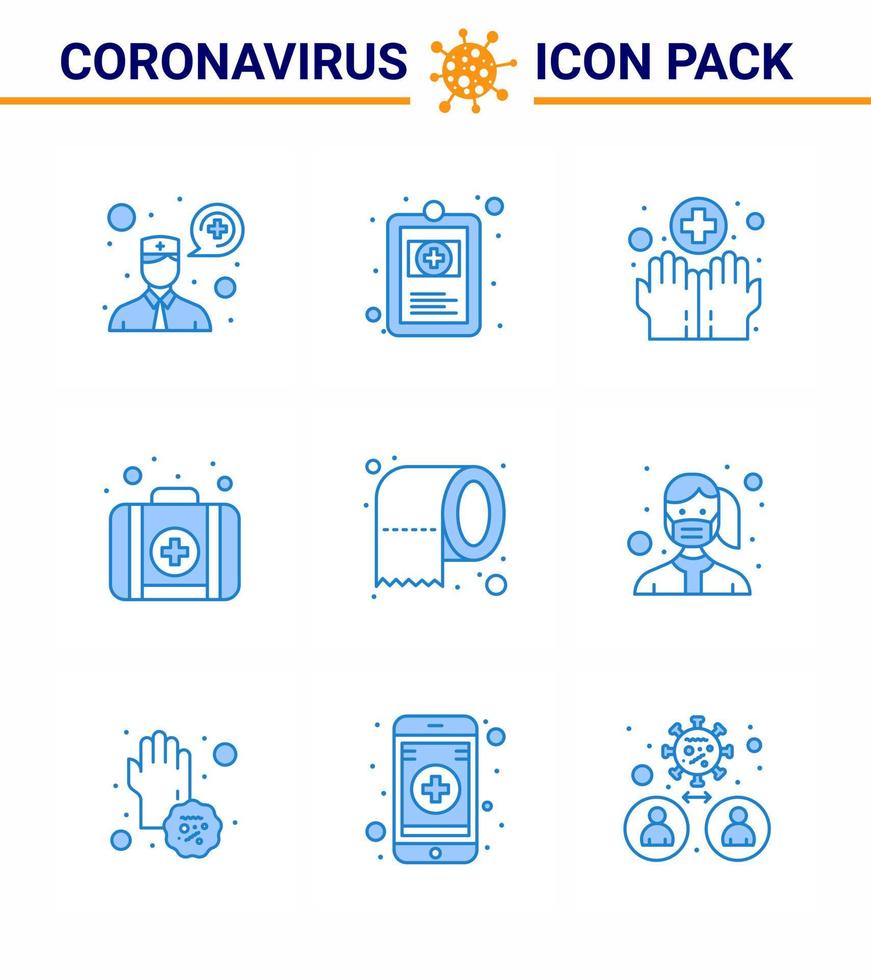 ensemble d'icônes de prévention des coronavirus 25 papier de sécurité bleu kit de nettoyage d'hygiène coronavirus viral 2019nov éléments de conception de vecteur de maladie
