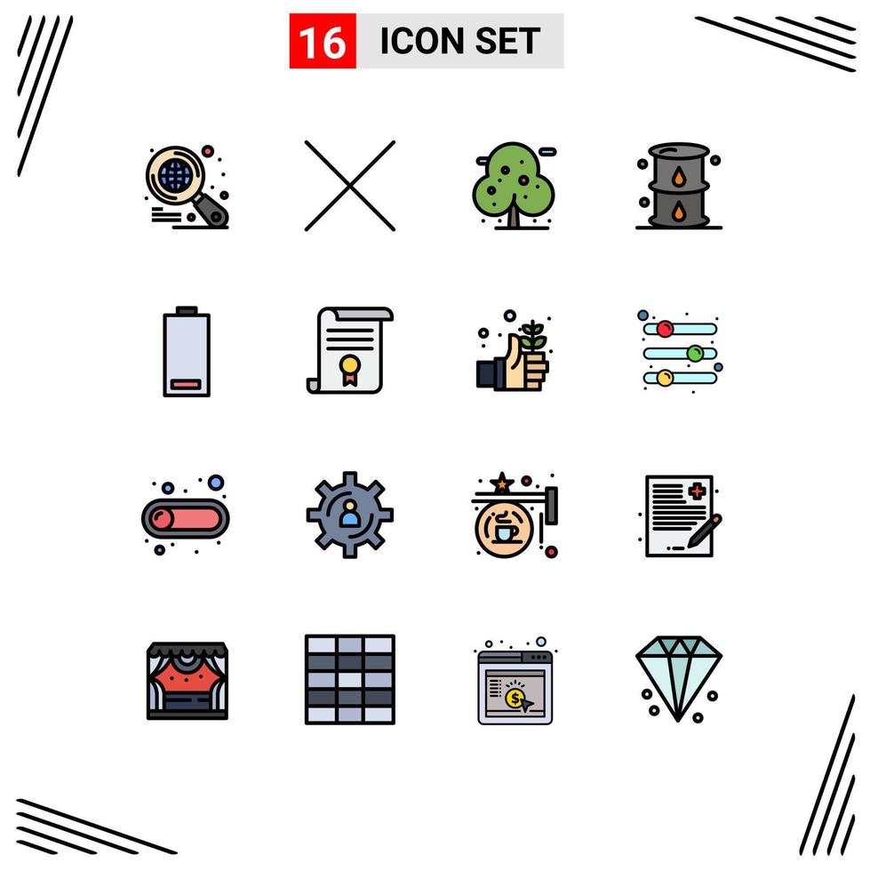pack d'icônes vectorielles stock de 16 signes et symboles de ligne pour l'énergie arbre électrique batterie huile éléments de conception vectoriels créatifs modifiables vecteur