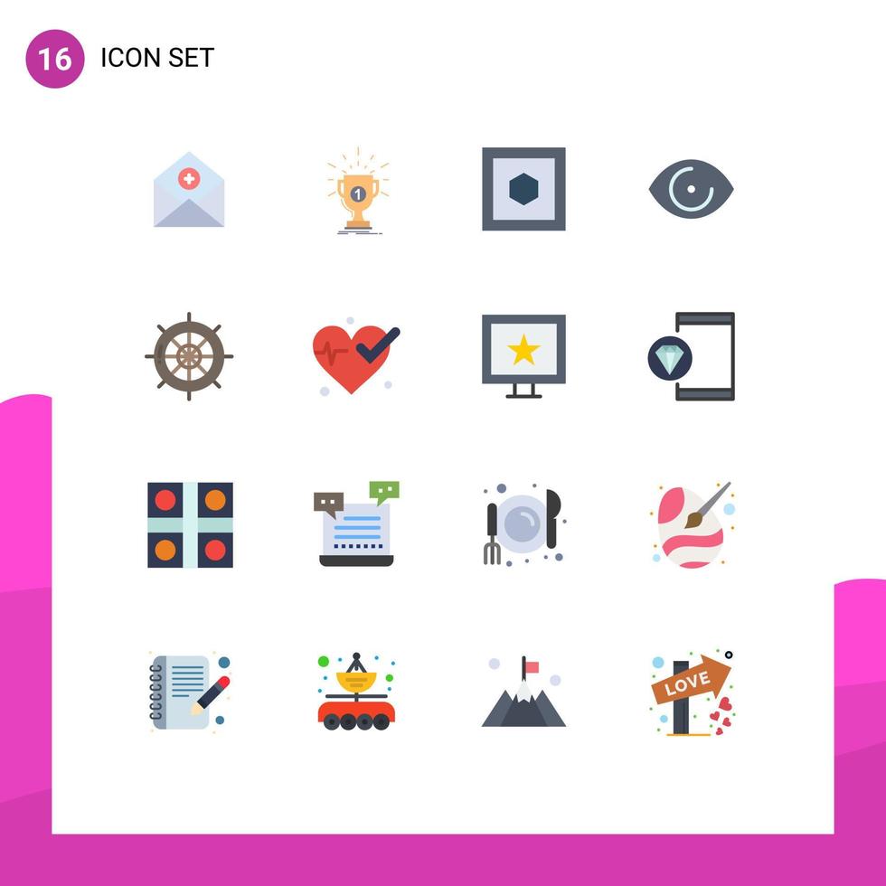16 pack de couleurs plates de l'interface utilisateur de signes et symboles modernes de la vision face prix forme de l'oeil pack modifiable d'éléments de conception de vecteur créatif