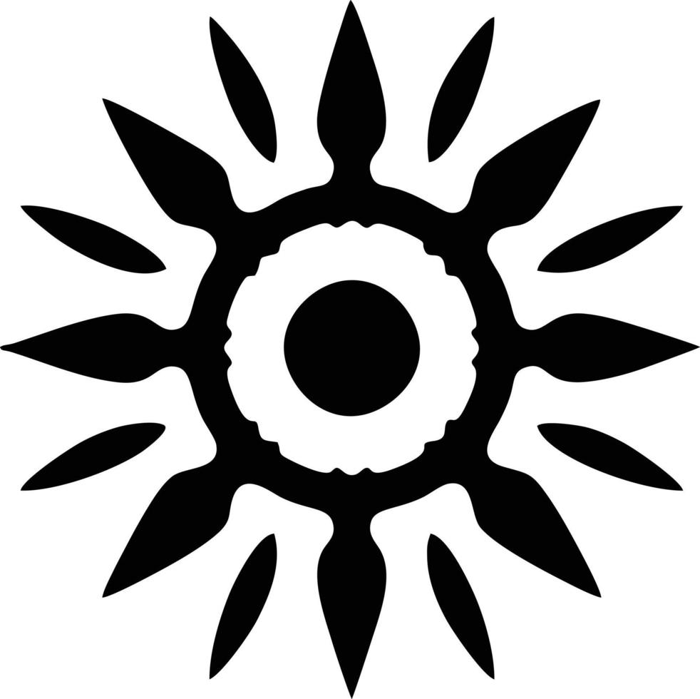 icône du soleil sur fond blanc, illustration du symbole de l'icône du soleil en noir sur fond blanc vecteur