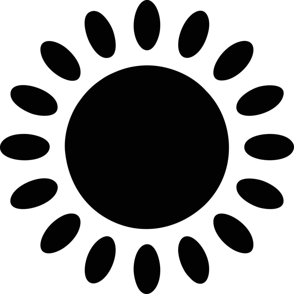 icône du soleil sur fond blanc, illustration du symbole de l'icône du soleil en noir sur fond blanc vecteur