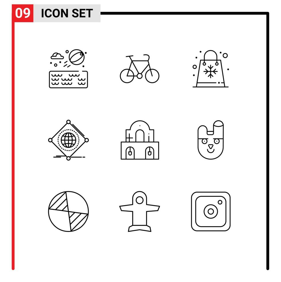 pictogramme ensemble de 9 contours simples de construction de choses de vente iot éléments de conception vectoriels modifiables vecteur