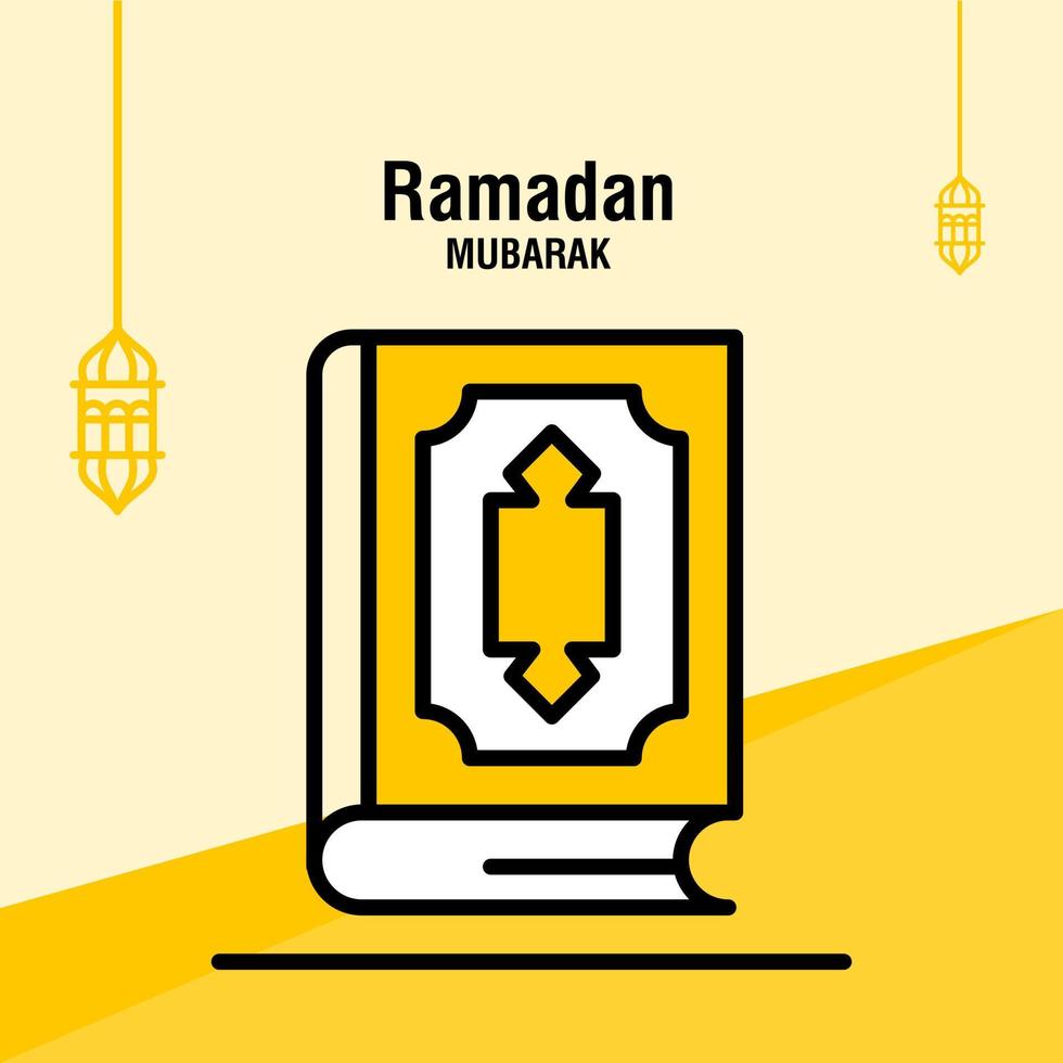 modèle de voeux ramadan kareem croissant islamique et illustration vectorielle de lanterne arabe vecteur