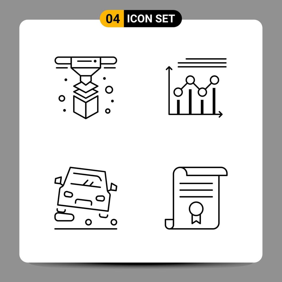 4 symboles de contour du pack d'icônes noires signes pour des conceptions réactives sur fond blanc 4 icônes définies fond de vecteur d'icône noire créative