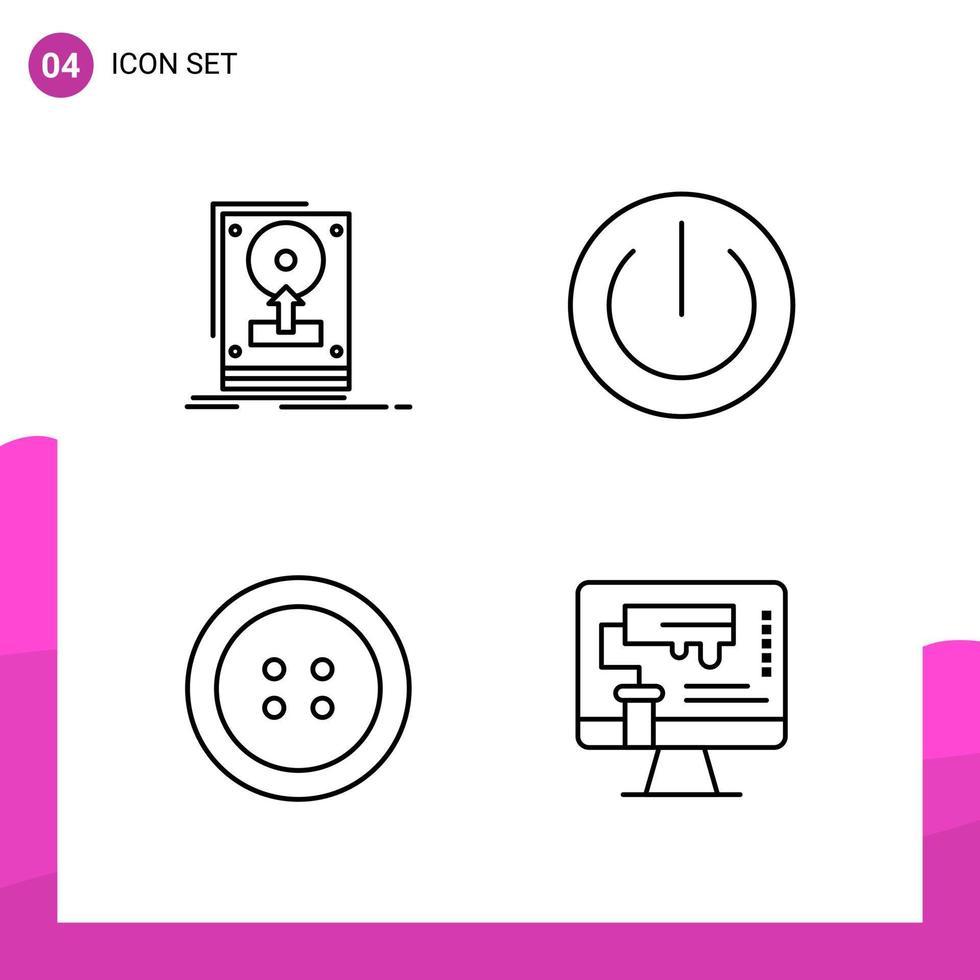 ensemble d'icônes de contour pack de 4 icônes de ligne isolées sur fond blanc pour la conception de sites Web réactifs d'impression et d'applications mobiles vecteur