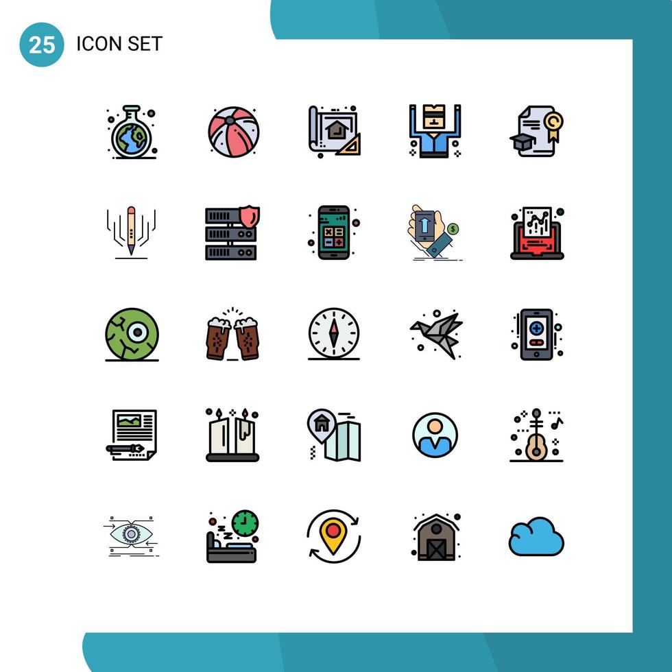 ensemble de 25 symboles d'icônes d'interface utilisateur modernes signes pour la sécurité de l'éducation prisonnier bleu arrêté éléments de conception vectoriels modifiables vecteur