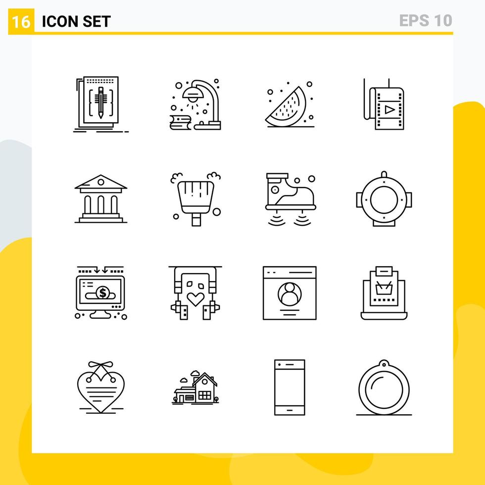 collection de 16 icônes de ligne universelle jeu d'icônes pour le web et mobile icône noire créative fond vectoriel