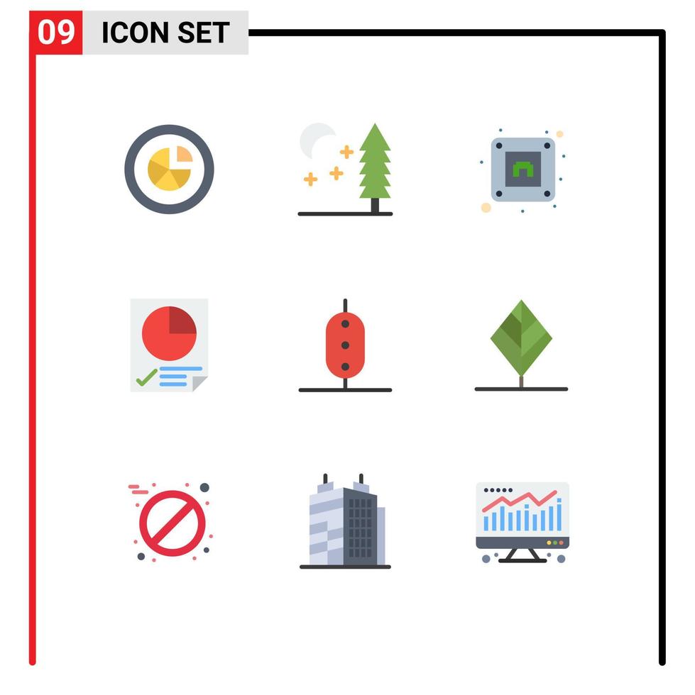 pictogramme ensemble de 9 couleurs plates simples de pois alimentaire rapport électrique document éléments de conception vectoriels modifiables vecteur