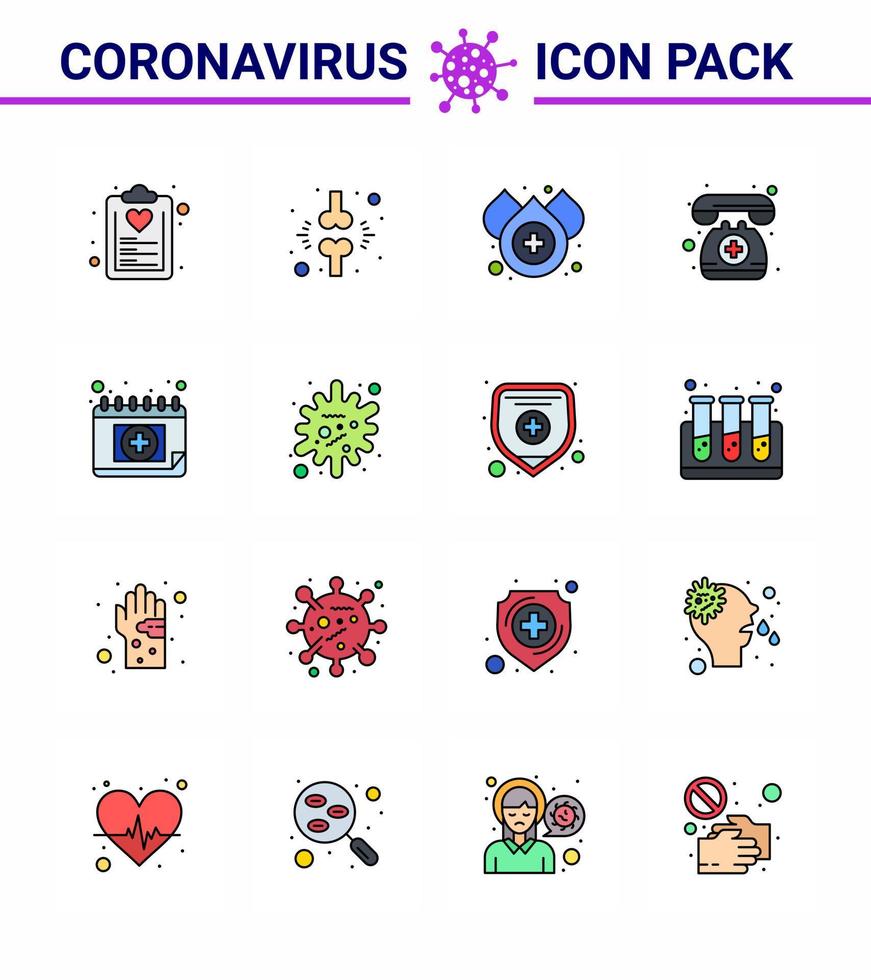 25 ensemble d'icônes d'urgence coronavirus design bleu tel que rendez-vous téléphone blessé assistance médicale eau coronavirus viral 2019nov éléments de conception de vecteur de maladie
