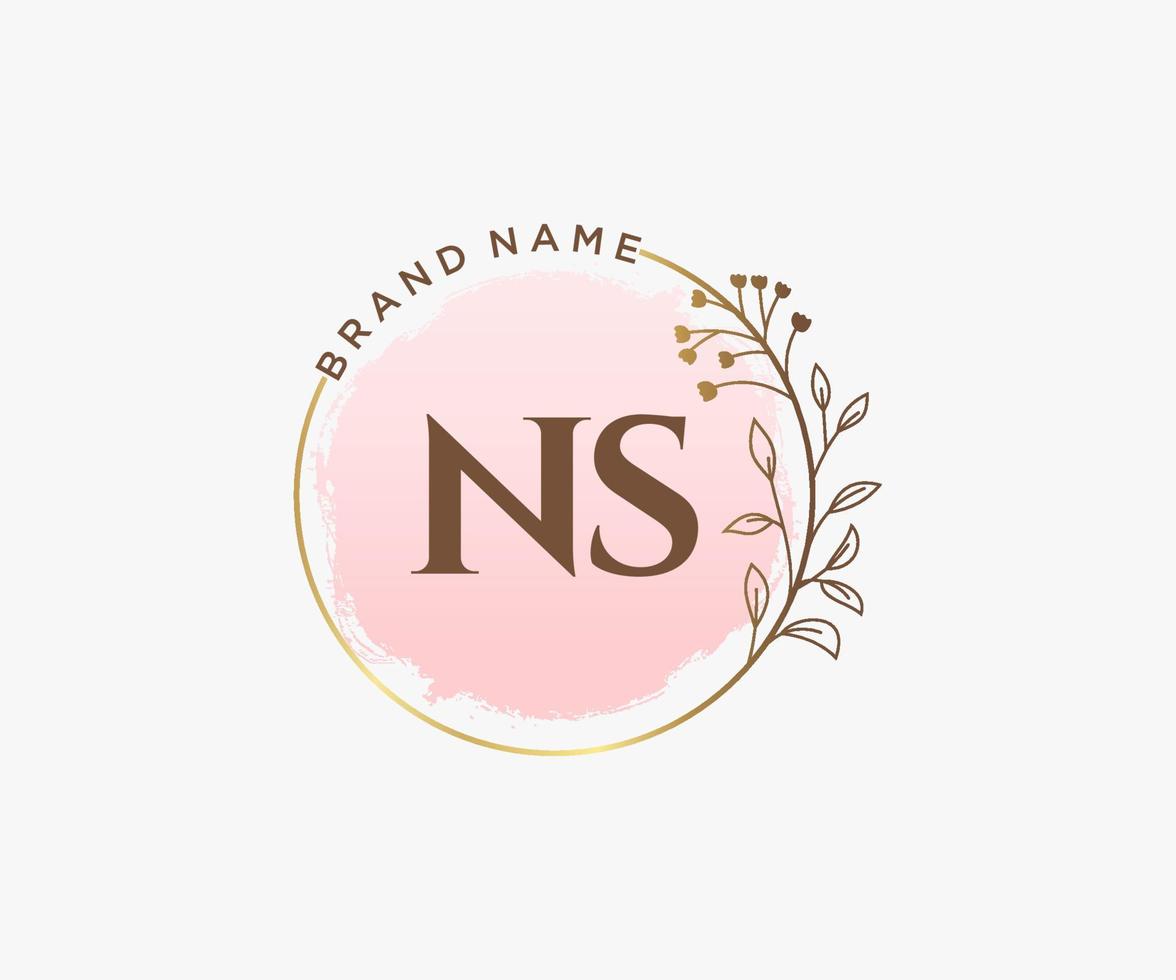 logo féminin ns initial. utilisable pour les logos nature, salon, spa, cosmétique et beauté. élément de modèle de conception de logo vectoriel plat.