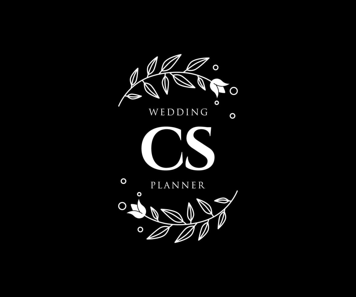 cs initiales lettre collection de logos de monogramme de mariage, modèles minimalistes et floraux modernes dessinés à la main pour cartes d'invitation, réservez la date, identité élégante pour restaurant, boutique, café en image vectorielle vecteur