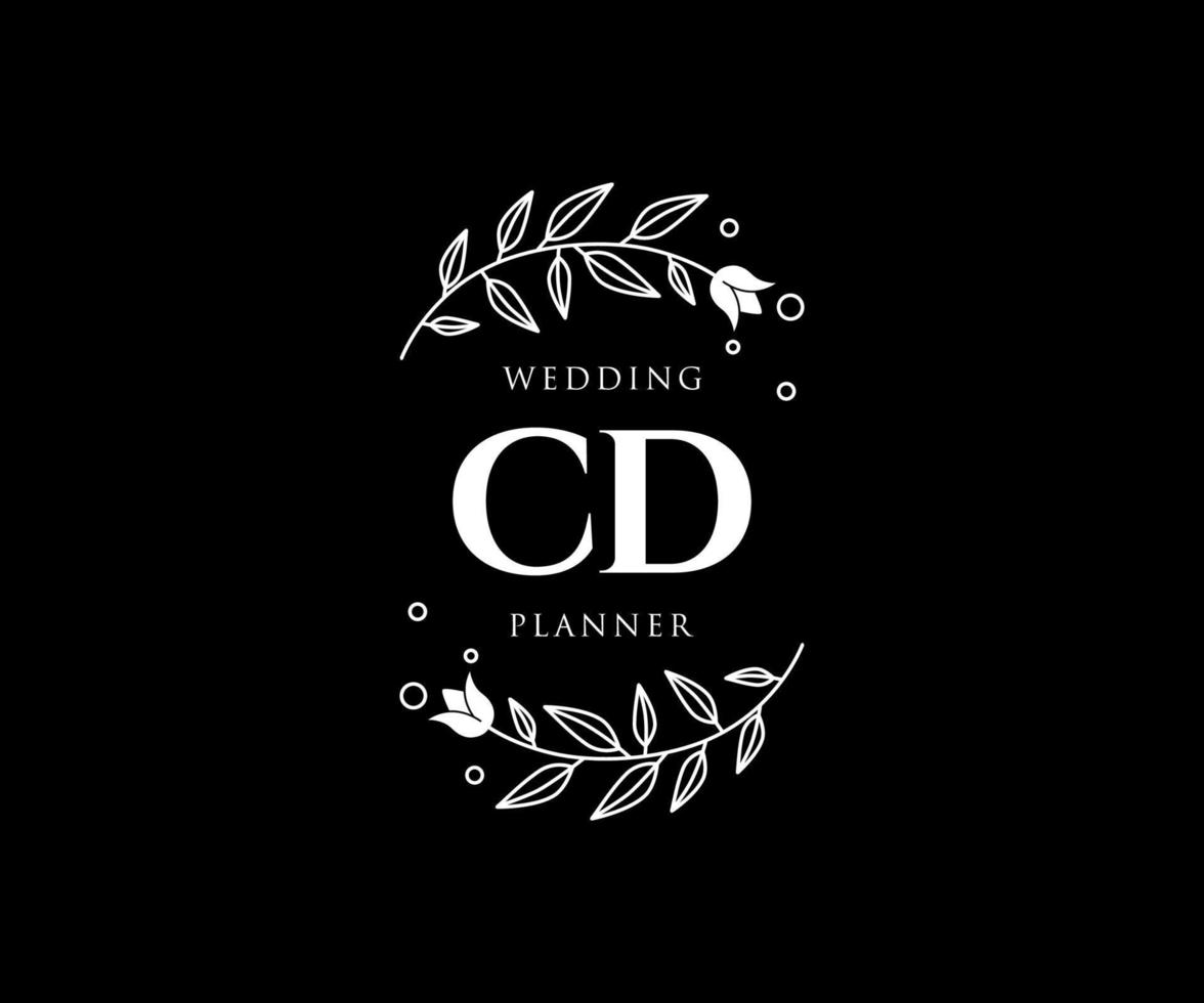 cd initiales lettre mariage monogramme logos collection, modèles minimalistes et floraux modernes dessinés à la main pour cartes d'invitation, réservez la date, identité élégante pour restaurant, boutique, café en image vectorielle vecteur