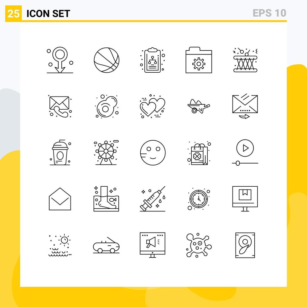 ensemble moderne de 25 lignes et symboles tels que le dossier de musique de diagramme multimédia sonore éléments de conception vectoriels modifiables vecteur
