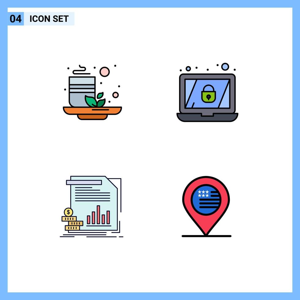 4 icônes créatives signes et symboles modernes de tasse argent rapport de verrouillage de santé éléments de conception vectoriels modifiables vecteur