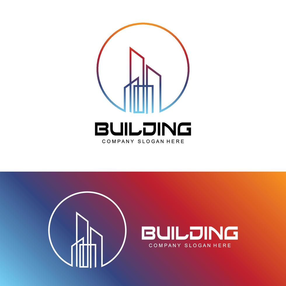 logo de conception de maison, logo de bâtiment, icône de société immobilière et de construction vecteur